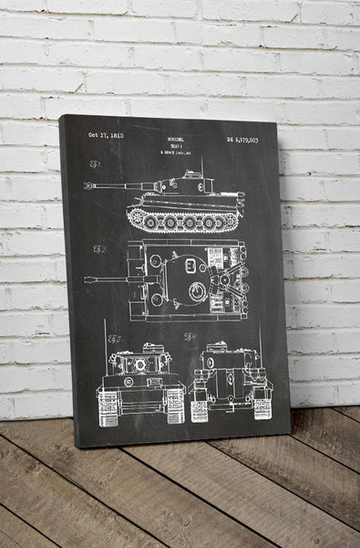 tank_tiger_I_1_sherman_T-34_WW2_vojna_tmavy_tanky_vojensky_fanusik_patent_obraz_obrazy_na_stenu_plátne_plátno