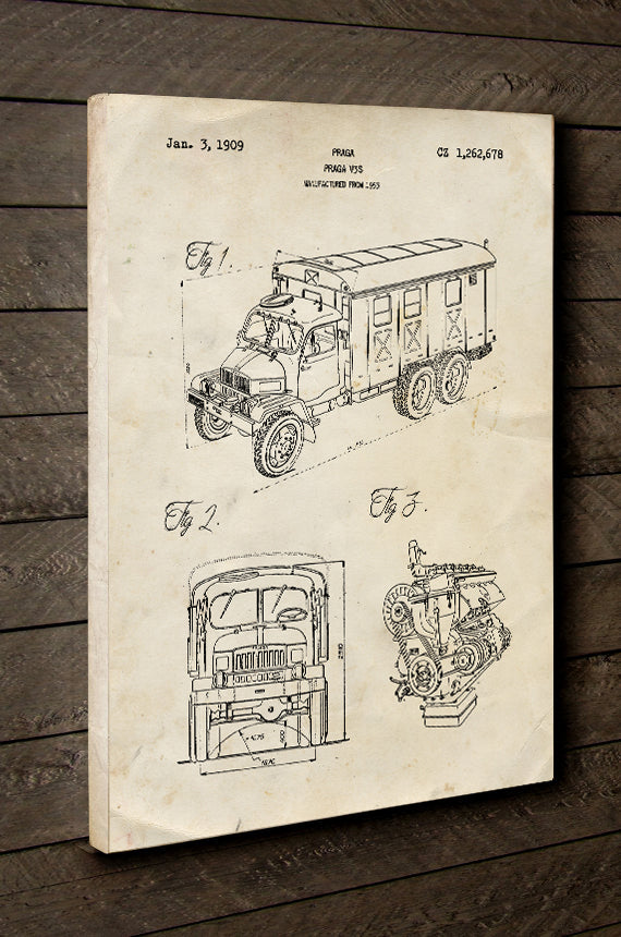 praga_V3S_vojna_vozidlo_patent_obraz_obrazy_na_stenu_plátne_plátno.
