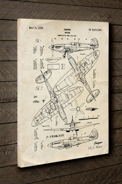 Spitfire_lietadlo_cierne_darcek_letec_pilot_patent_obraz_obrazy_na_stenu_plátne_plátno