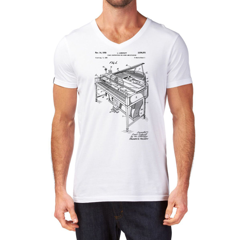 Tričko_piano_hudobne_husle_saxofon_klavir_harfa_basa_harmonika_patent_pre_muza_zenu_hudobnika_biele