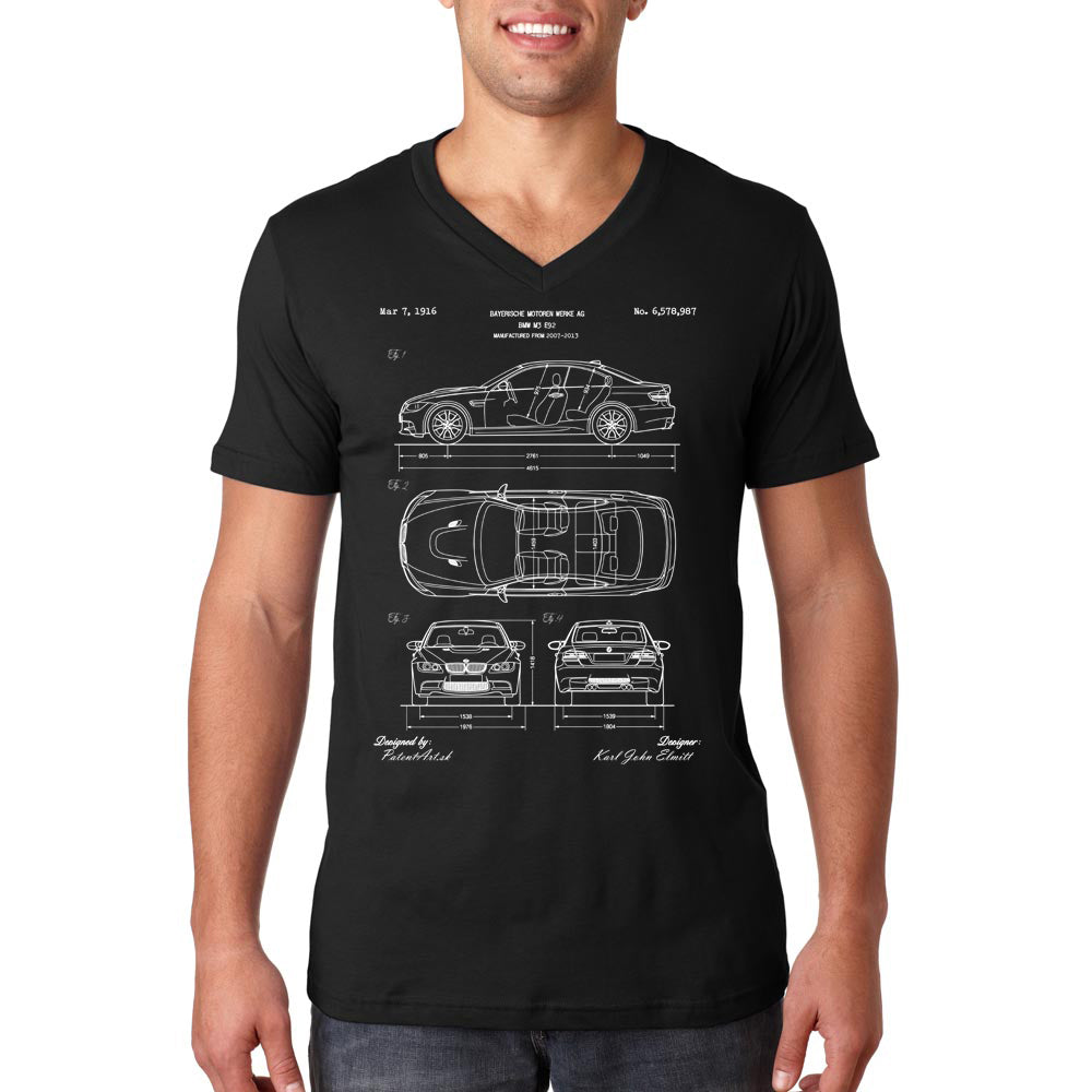 Tričko_bmw_m3_e92_patent_cierne_biele_mercedes_audi